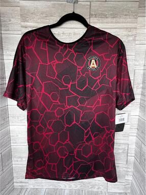 Atlanta United FC Youth XL 18/20 MLS Soccer Shirt Black Red Geometric Tee NEW